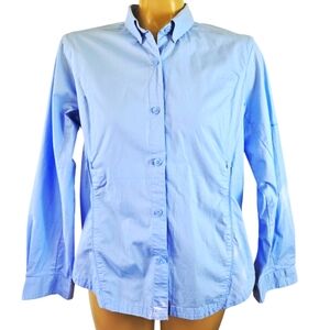 COLUMBIA Omni Shade Button Up Vented Roll Tab Sleeve 2 Pocket Light Blue Medium